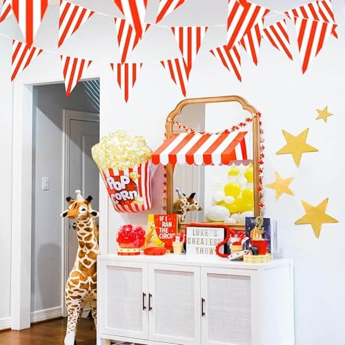 Piokio 100ft Red White Striped Pennant Banner