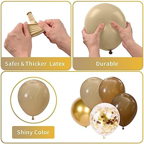 Brown and Gold Balloons Set for Birthday Decorations