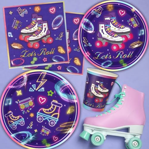 136 Pack Roller Skating Party Supplies for 40 Guests