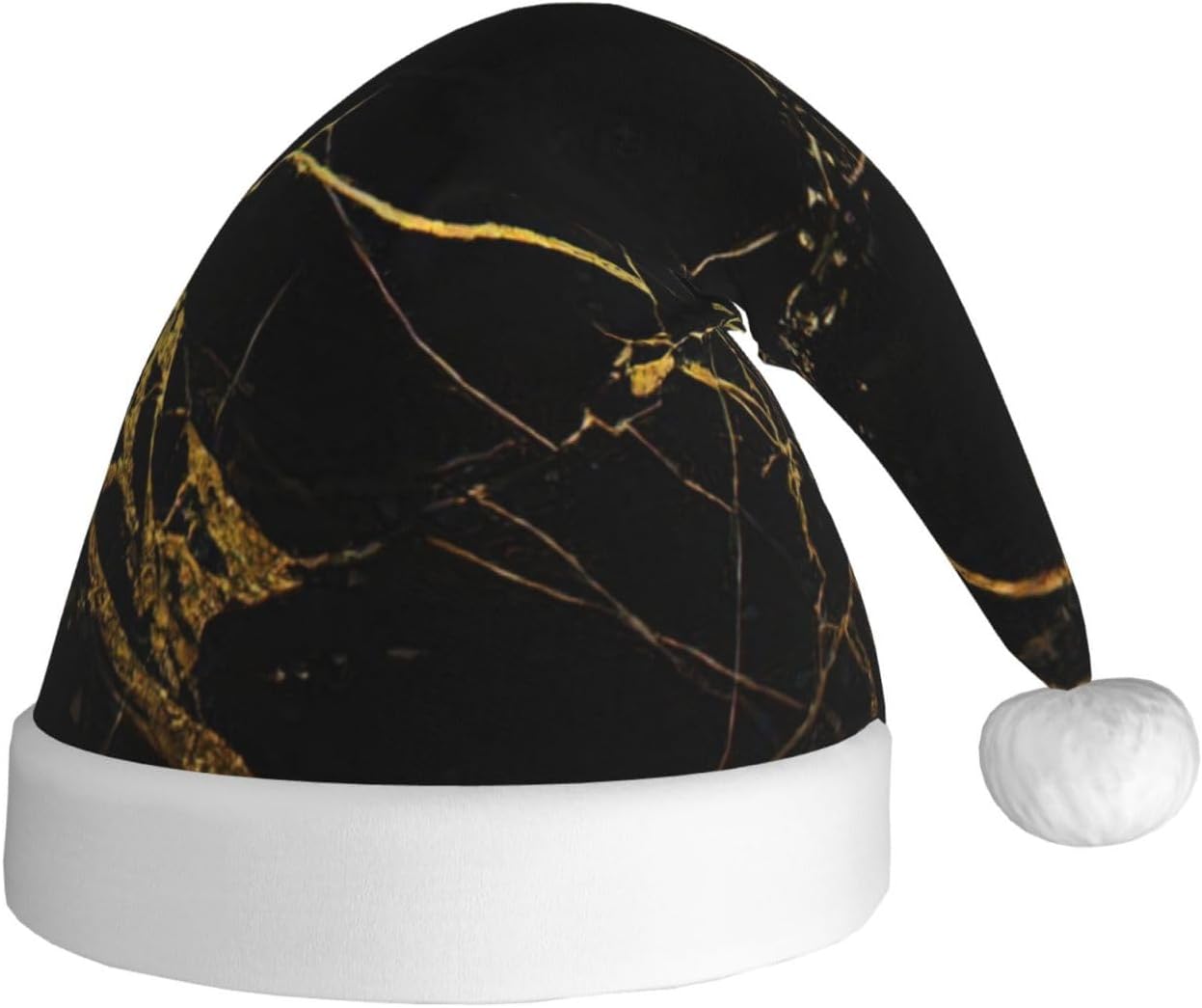 QINZHENG Personalized Santa Hat Black Gold Print Christmas Headwear for Women