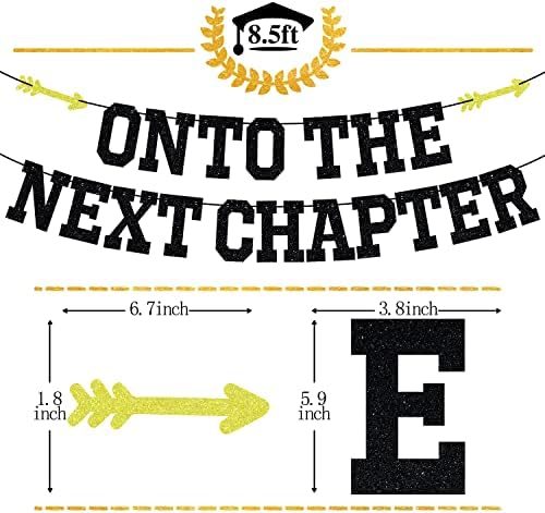 Onto The Next Chapter Banner Black Glitter