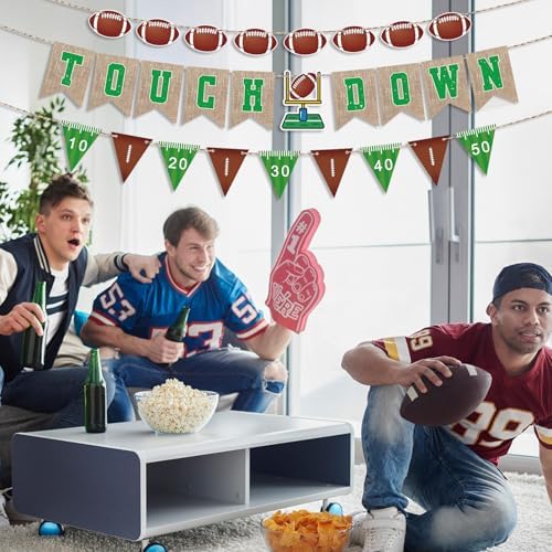 Pre-Strung 6ft Green Football Touchdown Banner for Parties