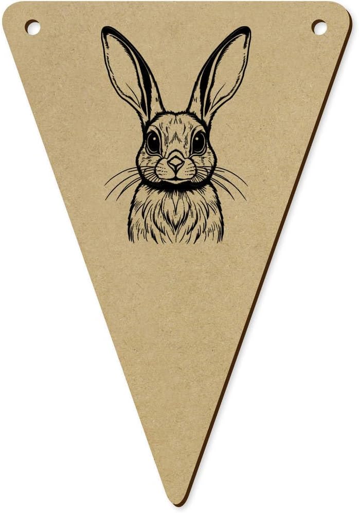 5 Pack Long Eared Hare Rabbit Wooden Bunting Flags