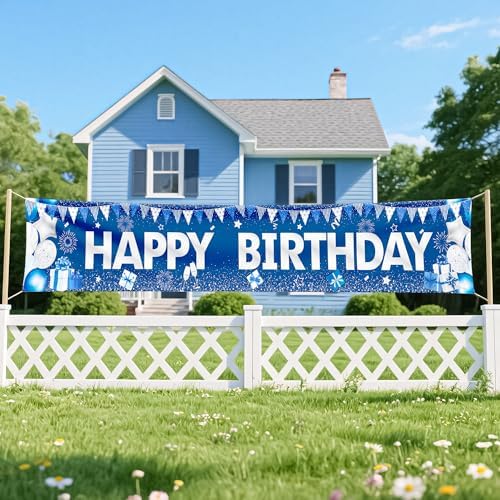 Blue Happy Birthday Banner for Boys and Girls