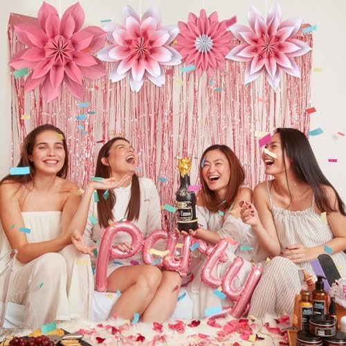ADLKGG Pink Paper Flower Fan Wall Decor Set of 4