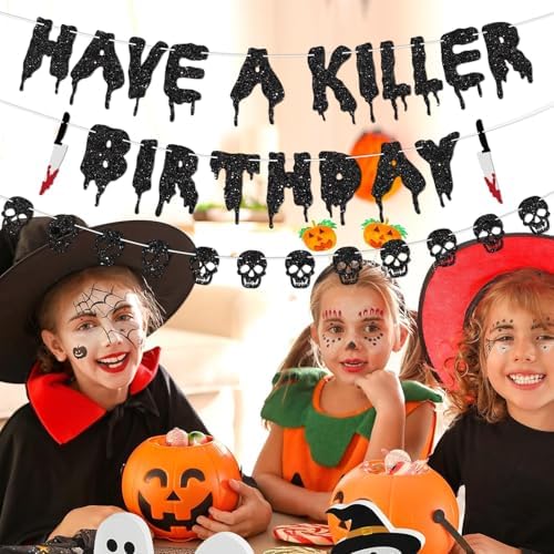 Glitter Have a Killer Halloween Party Decorations Banner