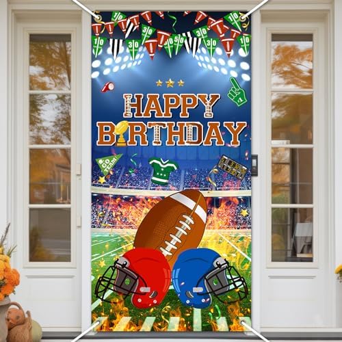 Avezano Football Birthday Banner Blue Decorations