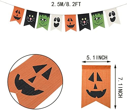 Whaline Halloween Burlap Bunting Banner Decorations