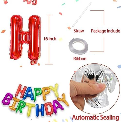 Rainbow Happy Birthday Balloons Banner 16 Inch Mylar Foil Letters Sign