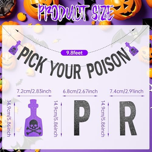 Black Glitter Pick Your Poison Halloween Banner