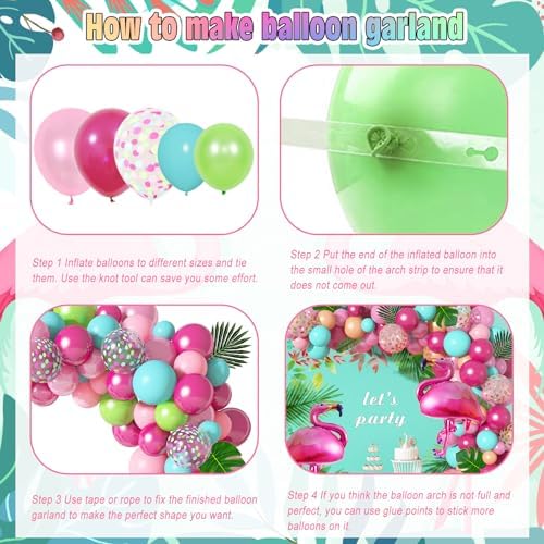 142Pcs Tropical Flamingo Balloons Garland Arch Kit