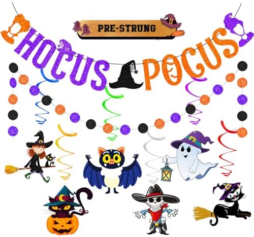 Halloween Banner Bunting Decor Set with Glitter