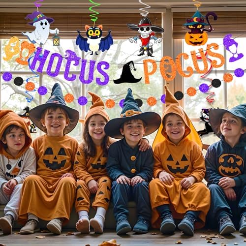 Halloween Banner Bunting Decor Set with Glitter