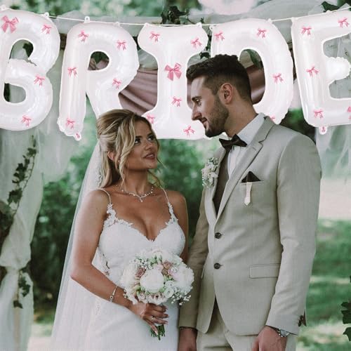Pink Bow Bride Balloons 40 Inch for Wedding Decorations