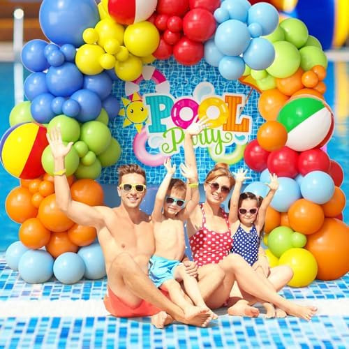 129Pcs Pool Party Decorations Birthday Supplies