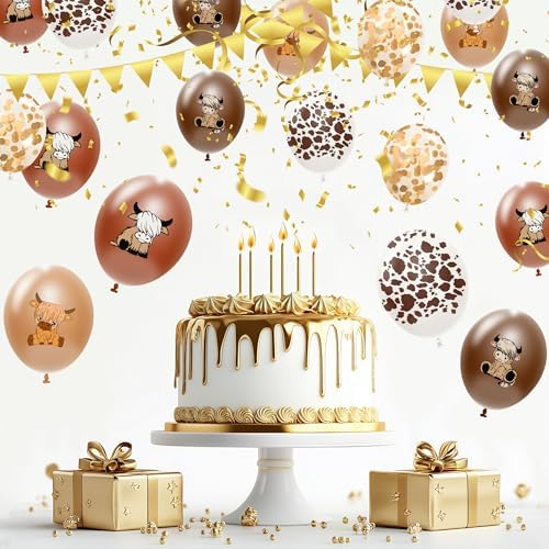 50 Pcs Highland Cow Party Balloons Supplies