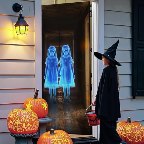 Halloween Door Cover with Rope - Scary Twins 35x78 Inches