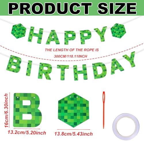 Miner Theme Birthday Banner Decorations Set