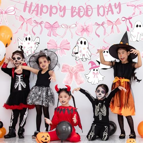Pink Halloween Party Decorations 12Pcs Happy Boo Day Decor