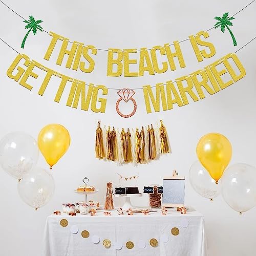 This Beach Is Getting Married Gold Green Glitter Banner