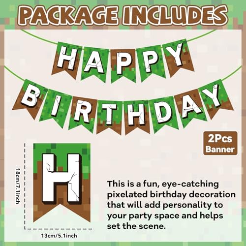 Pixel Happy Birthday Banner for Gamer Parties