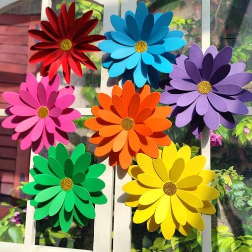 Rainbow Paper Daisy Flower Decor Set 8 Inch
