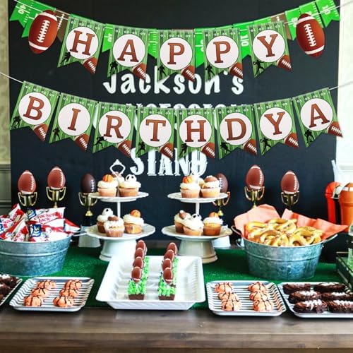 Football and Rugby Happy Birthday Banner for Party Decorations