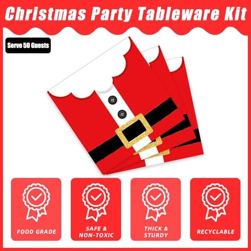 200Pcs Santa Claus Christmas Plates Napkins Set
