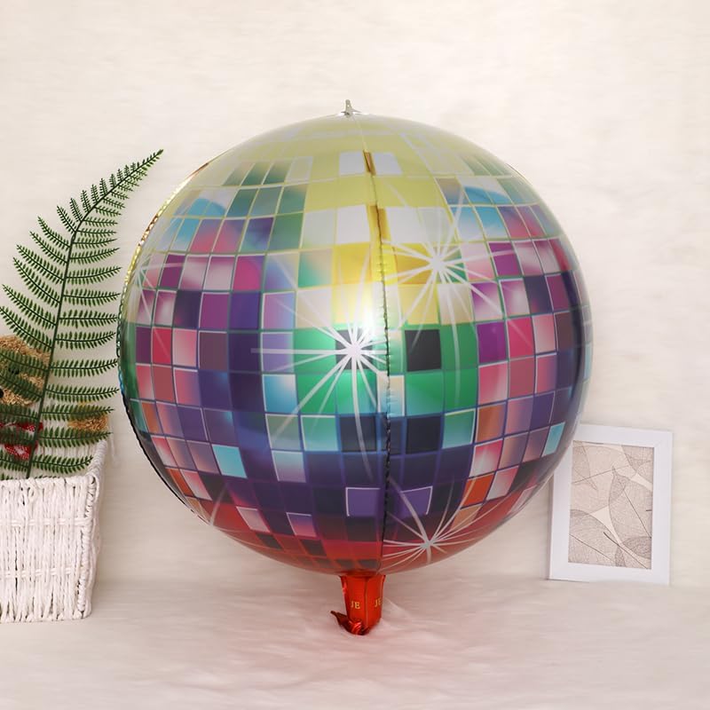 Kaluofan 9PCS Disco Balloons 22 Inches 4D Colorful