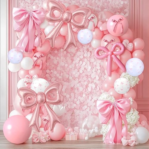 4 Pcs Pink Bow Balloons 31 Inch Party Decorations