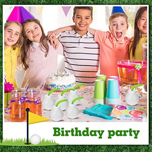 Sawysine 12 Piece Golf Ball Cup Set with Lids and Straws