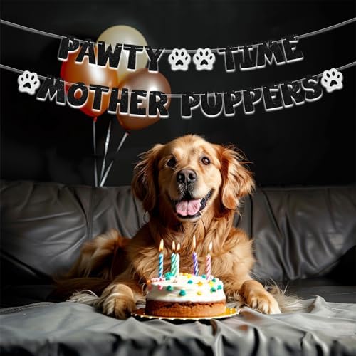 BEISHIDA Sparkling Pet Birthday Banner for Dogs and Cats