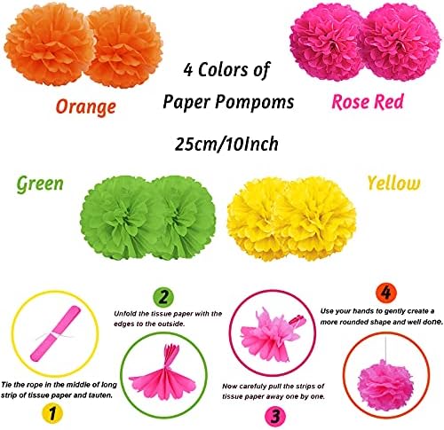 Fiesta Party Decorations Set Multicoloured Fans Pompoms Balloons