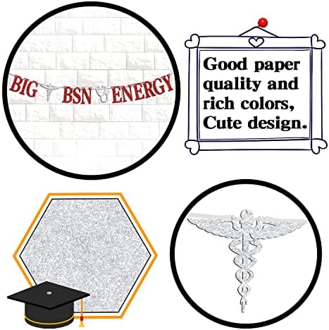 BSN Graduation Banner with Silver Red Glitter