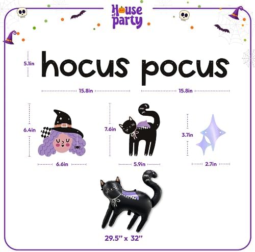 House of Party Hocus Pocus Halloween Banner Black Cat Balloon Set