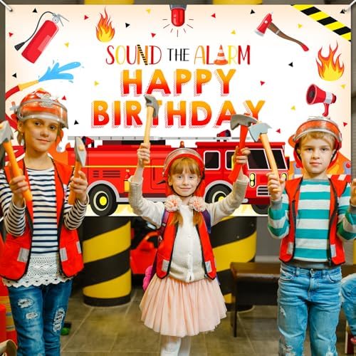 Avezano Firetruck Birthday Banner 6x36ft