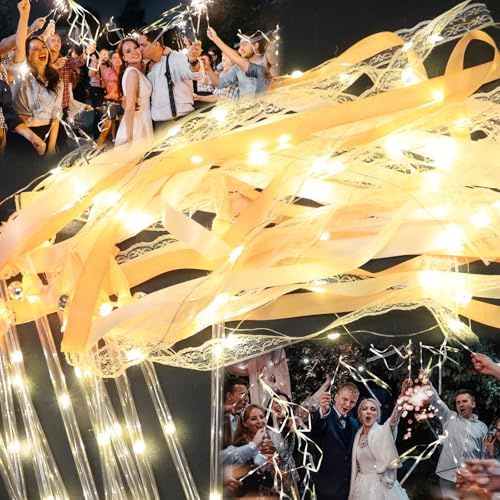 36PCS LED Light Up Wands with Bells and Ribbons for Parties