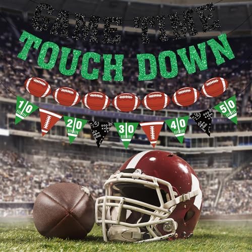 Game Time Touch Down Football Banner - Pre Strung 98ft Decor
