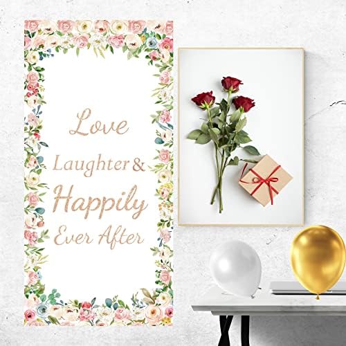Joyiou Love Laughter Happily Ever After Door Banner