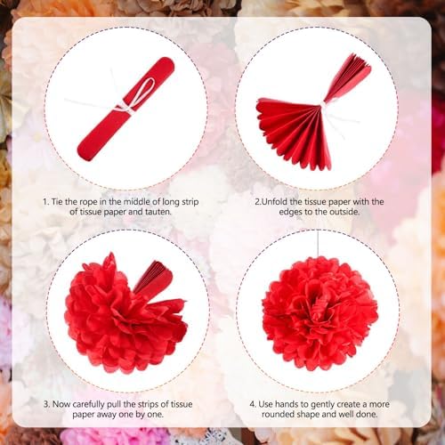 Tissue Paper Pom Poms 20 Piece Set 6 10 12 14 Inch