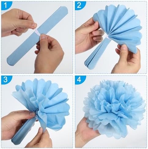 PATIKIL 6 Inch Grey Pink Tissue Pom Poms Flowers 20 Pack