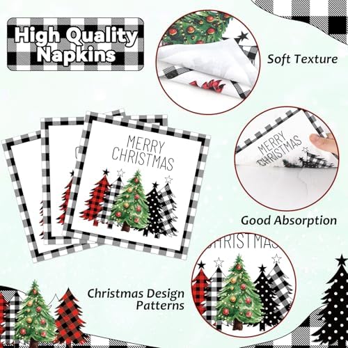50Pcs Christmas Paper Oval Plates with Napkins