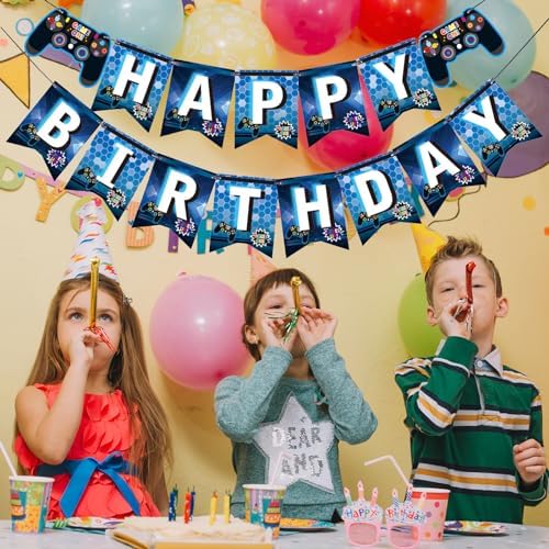 MEETINGU Game Birthday Banner for Video Game Party Decorations