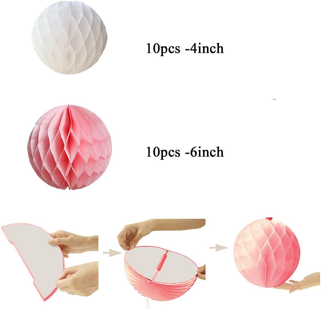 YLYs Love 20pcs Honeycomb Tissue Paper Balls Wall Decor
