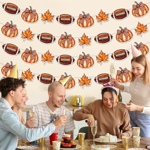 Fall Football Party Decorations 4PCS Pre-Strung Banners
