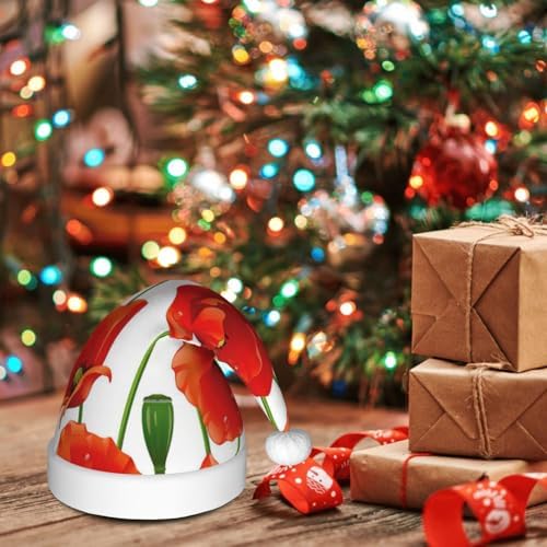 Personalized Flower Print Santa Hat for Women