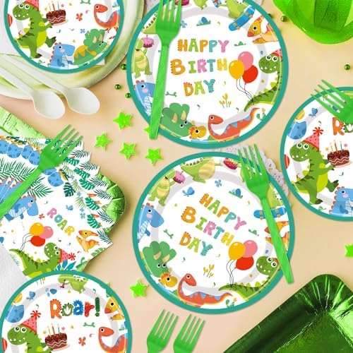 Dinosaur Party Plates Napkins Set for 24 Guests