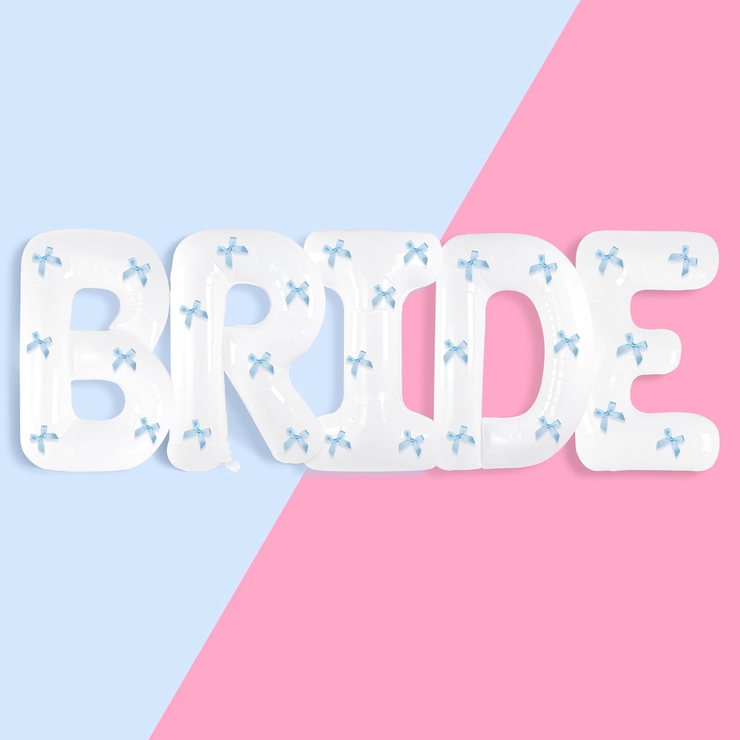 40 Inch White Jumbo Bride Balloons with Blue Bows