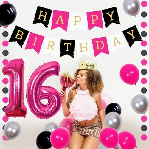 JOYMEMO 16th Birthday Decorations for Girls