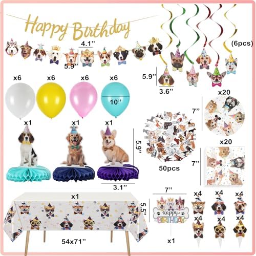 QILICHZ 165Pcs Dog Birthday Party Decorations